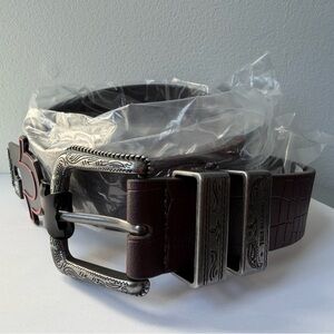 True Religion Brown Belt Bag with Silver Accents